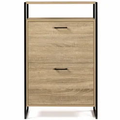 Armoire à chaussures industrielle avec étagère bois et métal*IDMarket Online