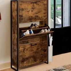 Armoire à chaussures industrielle 3 portes effet vieilli*IDMarket New