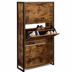 Armoire à chaussures industrielle 3 portes effet vieilli*IDMarket New