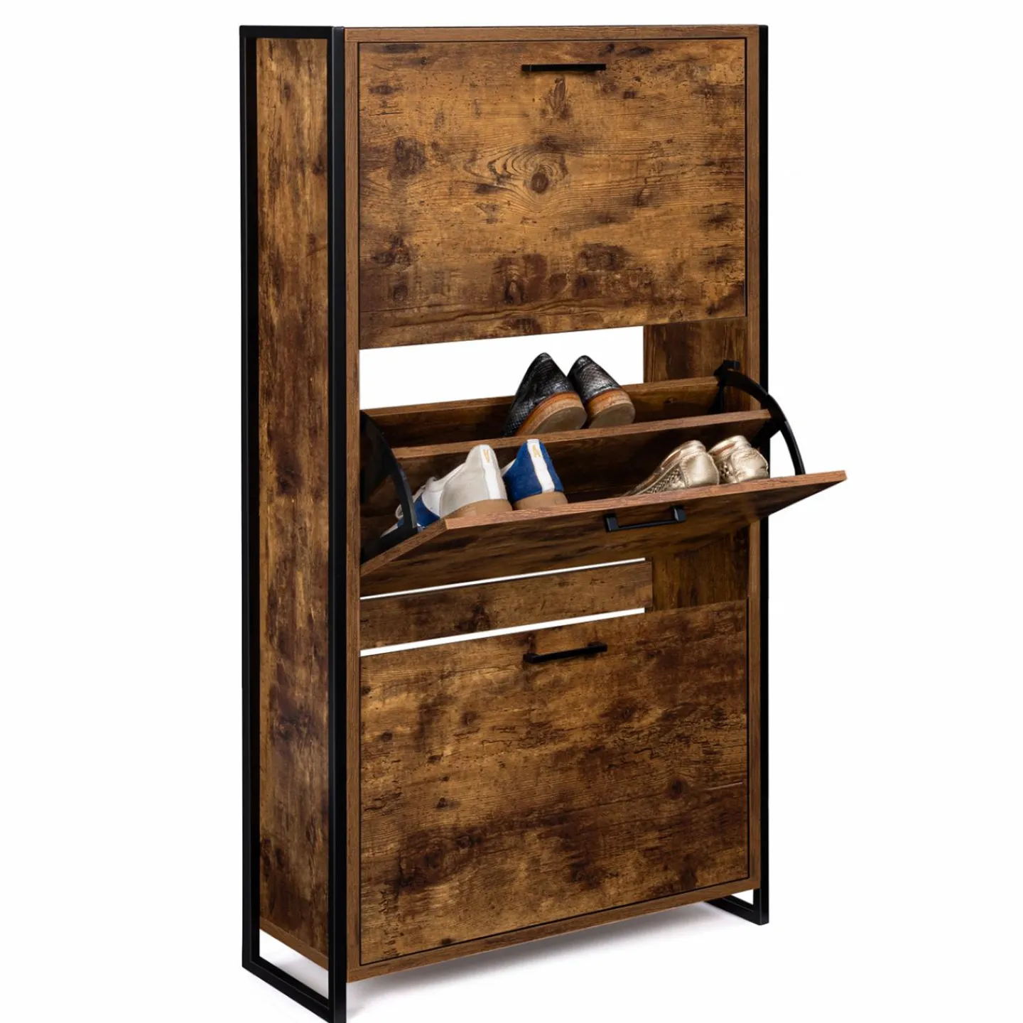 Armoire à chaussures industrielle 3 portes effet vieilli*IDMarket New