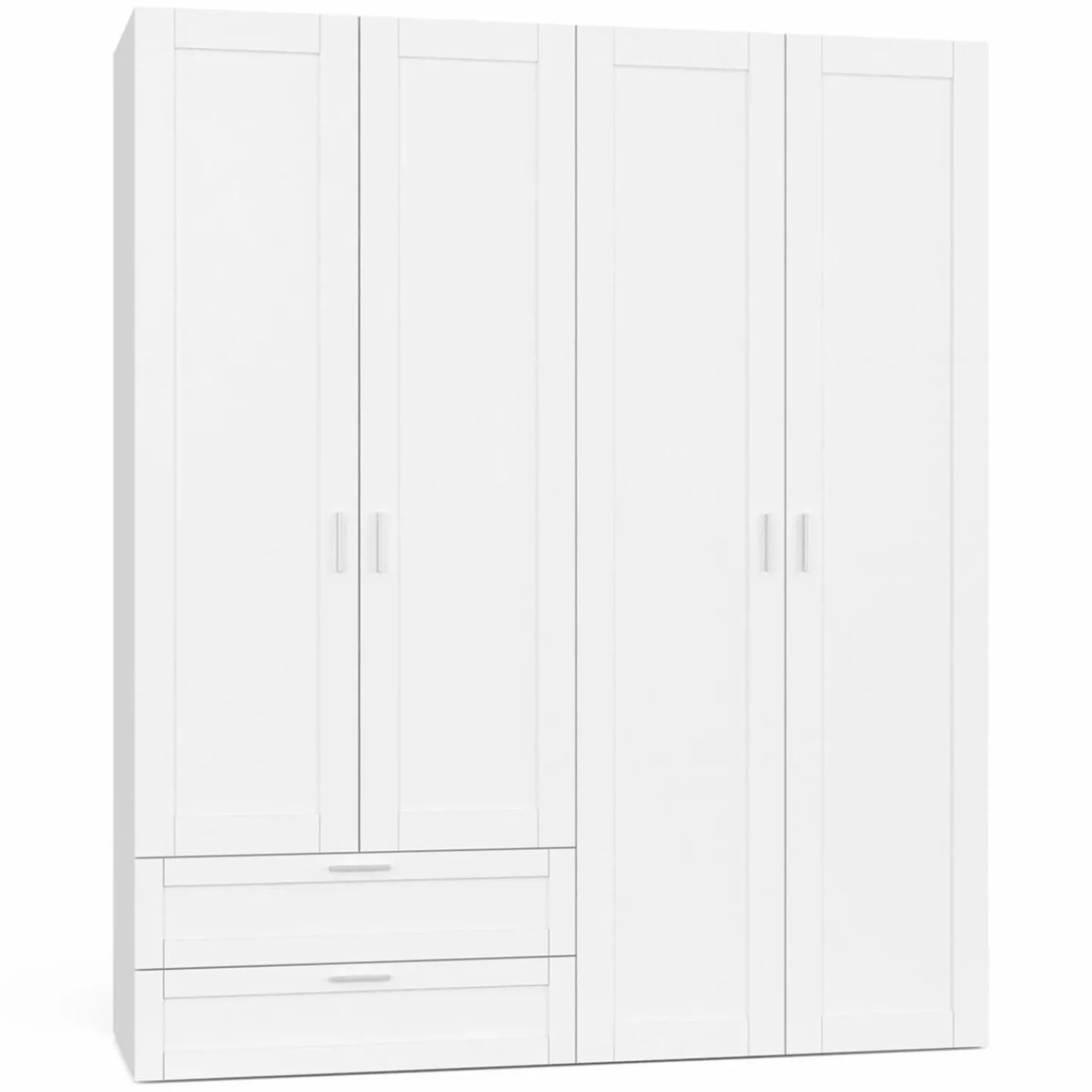 Armoire 4 portes blanche dressing penderie et 2 tiroirs 160 cm*IDMarket Hot