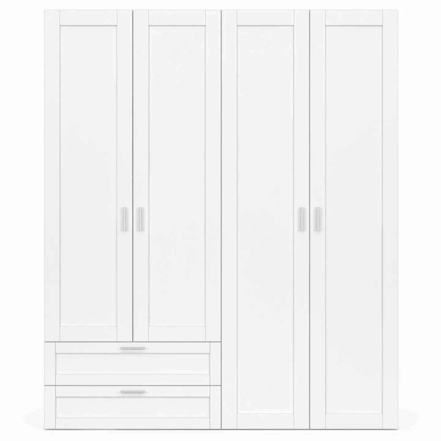 Armoire 4 portes blanche dressing penderie et 2 tiroirs 160 cm*IDMarket Hot