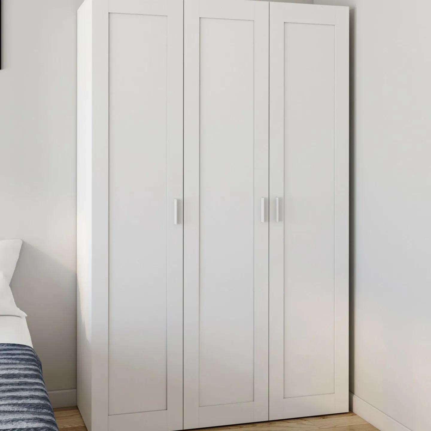Armoire 3 portes blanche penderie et rangement 120 cm*IDMarket Online