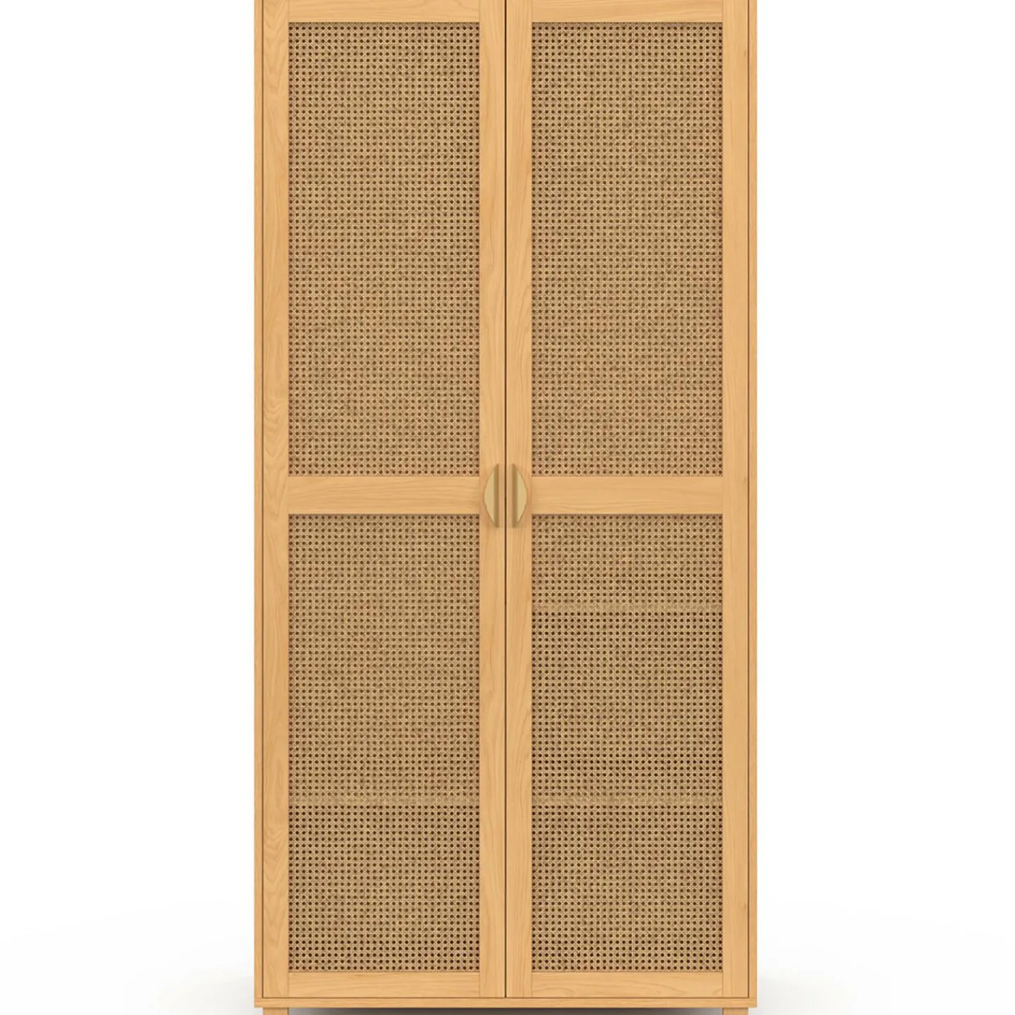 Armoire 2 portes cannage et bois penderie 80 cm avec étagères de rangement*IDMarket Online