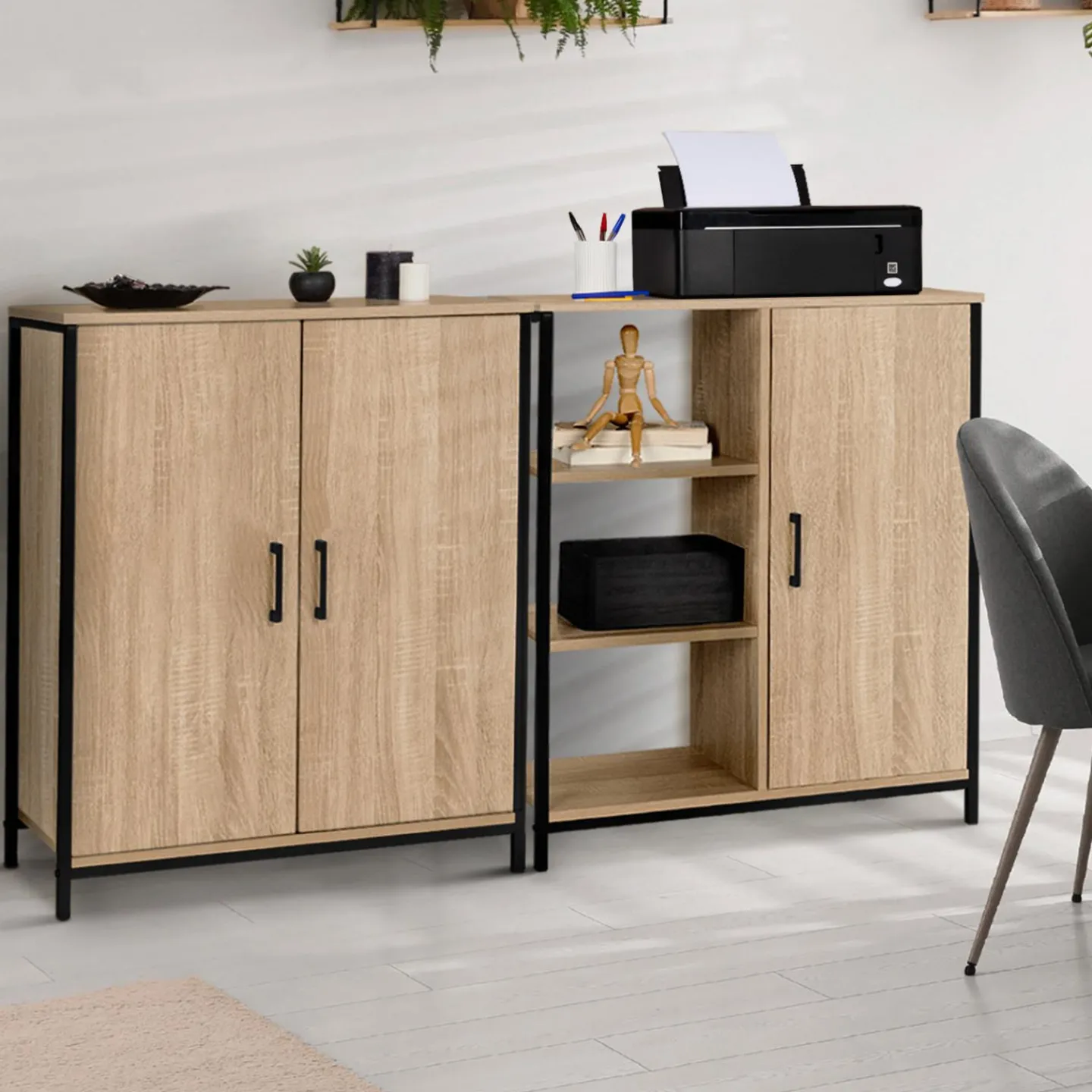 Armoire basse industrielle 2 portes*IDMarket Hot