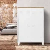 Armoire basse industrielle 2 portes métal noir et plateau bois*IDMarket Best