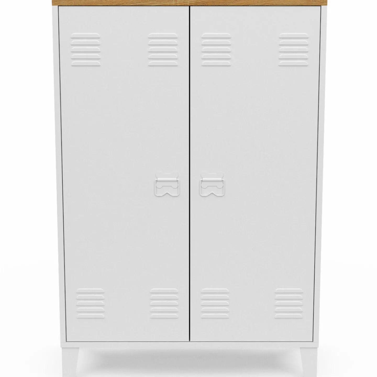 Armoire basse industrielle 2 portes métal noir et plateau bois*IDMarket Best