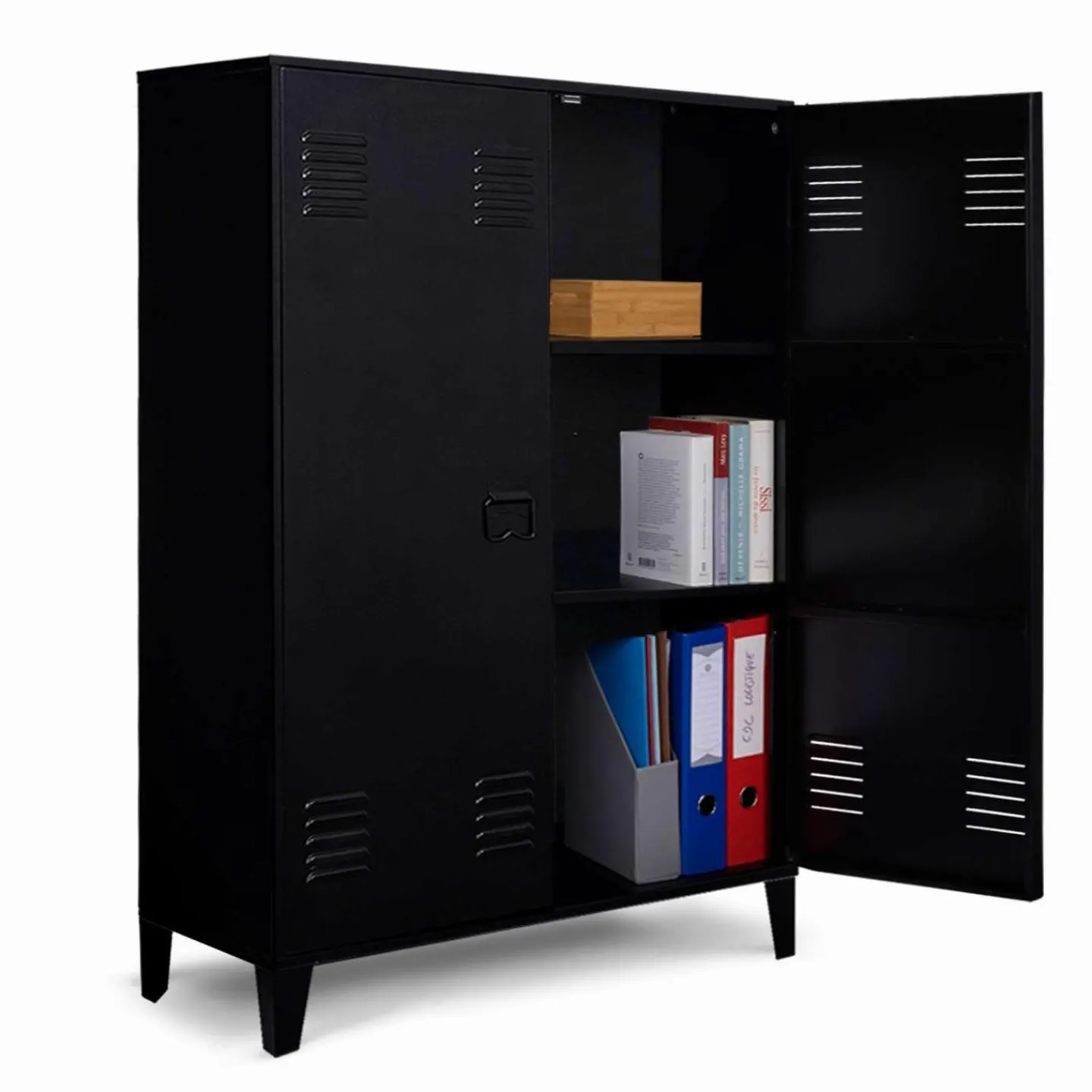 Armoire basse métallique noire*IDMarket Best