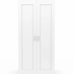 Armoire blanc et bois 2 portes et étagères*IDMarket