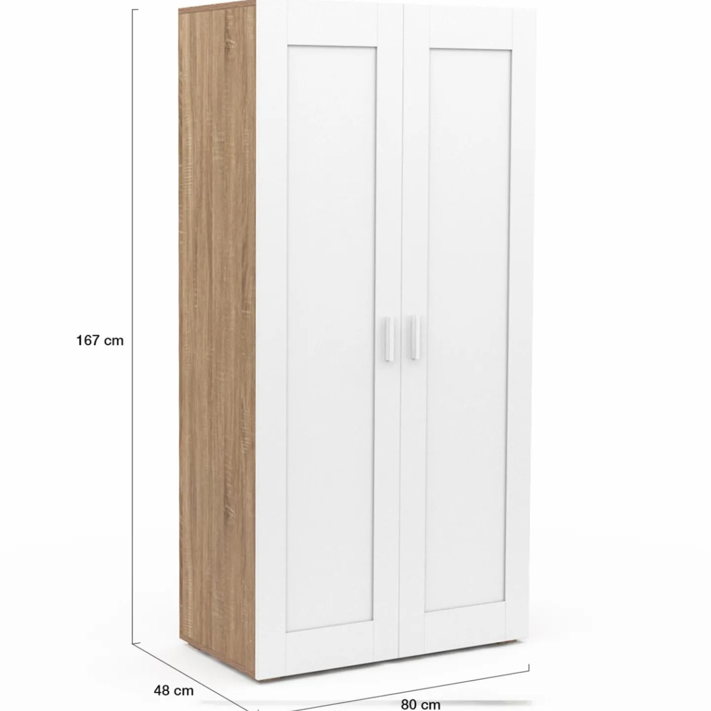 Armoire blanc et bois 2 portes et étagères*IDMarket