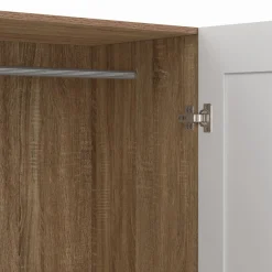 Armoire blanc et bois 2 portes et étagères*IDMarket