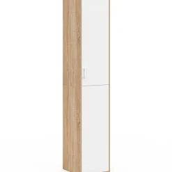 Armoire de bureau bois 180 cm multifonction 3 étagères 1 porte blanche*IDMarket Best