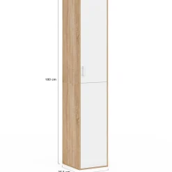 Armoire de bureau bois 180 cm multifonction 3 étagères 1 porte blanche*IDMarket Best