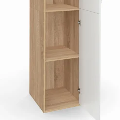 Armoire de bureau bois 180 cm multifonction 3 étagères 1 porte blanche*IDMarket Best