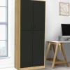 Armoire de bureau multifonction bois noir*IDMarket Hot
