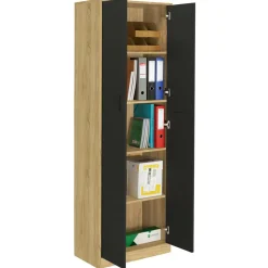 Armoire de bureau multifonction bois noir*IDMarket Hot