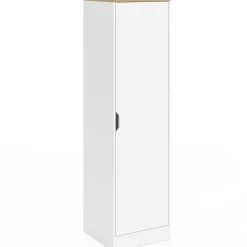 Armoire de rangement 1 porte avec étagères blanc et bois*IDMarket Hot