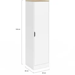 Armoire de rangement 1 porte avec étagères blanc et bois*IDMarket Hot