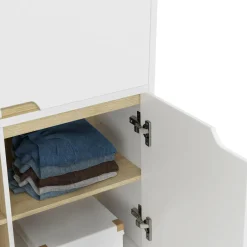 Armoire de rangement scandinave avec 4 portes bois blanc*IDMarket