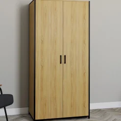 Armoire grande capacité avec penderie et étagères*IDMarket Discount