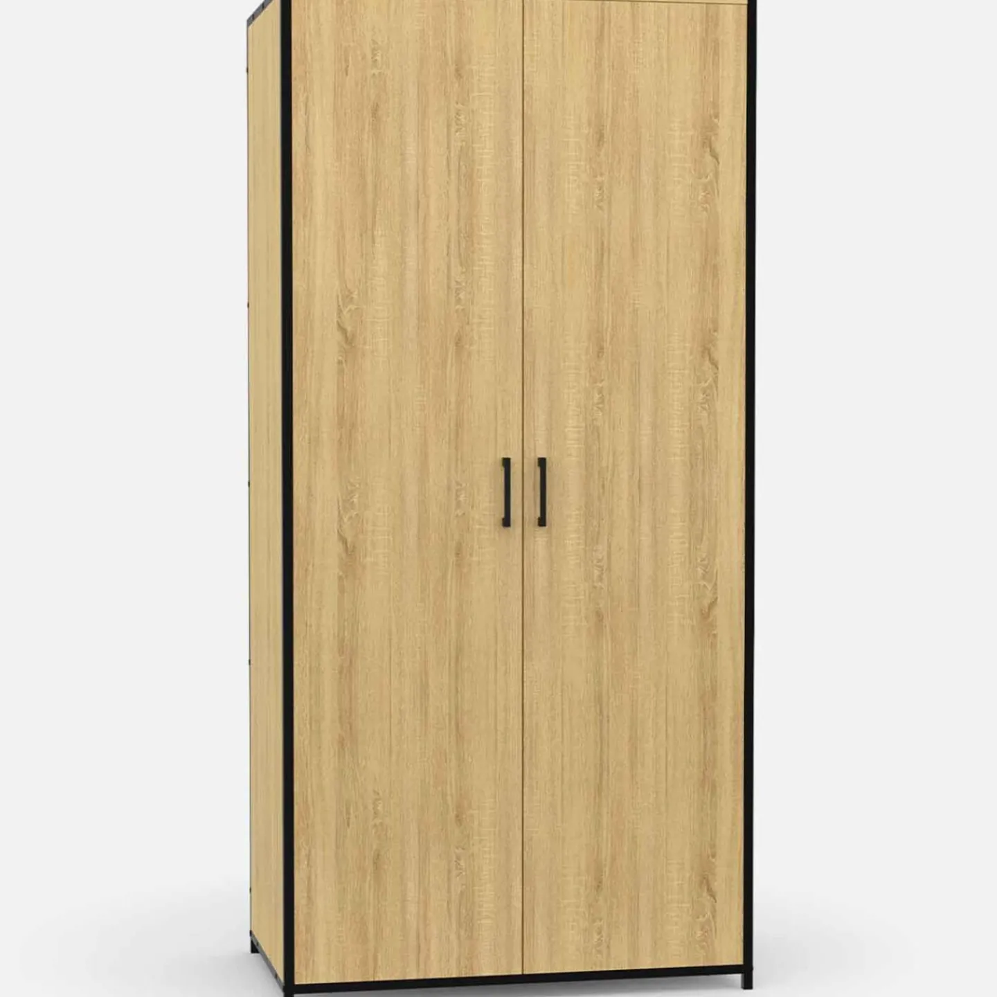 Armoire grande capacité avec penderie et étagères*IDMarket Discount