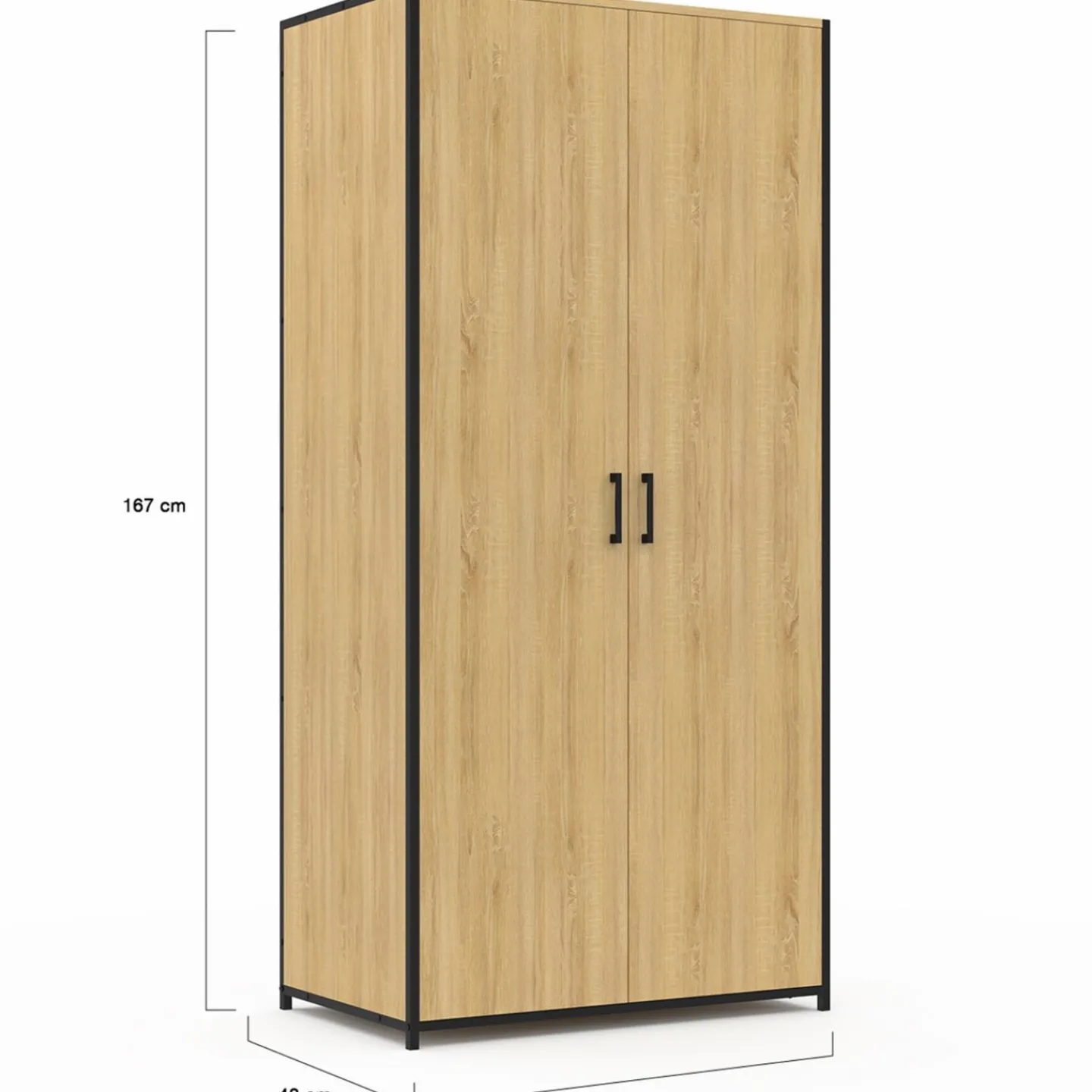 Armoire grande capacité avec penderie et étagères*IDMarket Discount