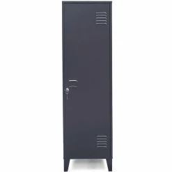 Armoire industrielle vestiaire métallique et bois gris foncé*IDMarket Discount