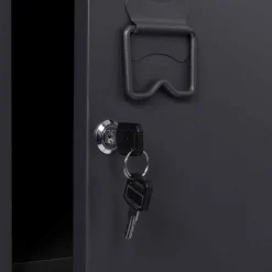 Armoire industrielle vestiaire métallique et bois gris foncé*IDMarket Discount