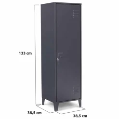 Armoire industrielle vestiaire métallique et bois gris foncé*IDMarket Discount