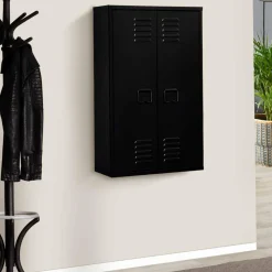 Armoire murale 2 portes noir et métal*IDMarket Sale
