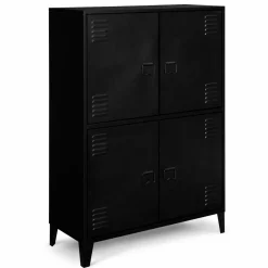 Armoire noire et bois avec 4 portes métalliques*IDMarket Clearance