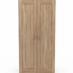 Armoire penderie en hêtre avec 2 portes et étagères*IDMarket Clearance