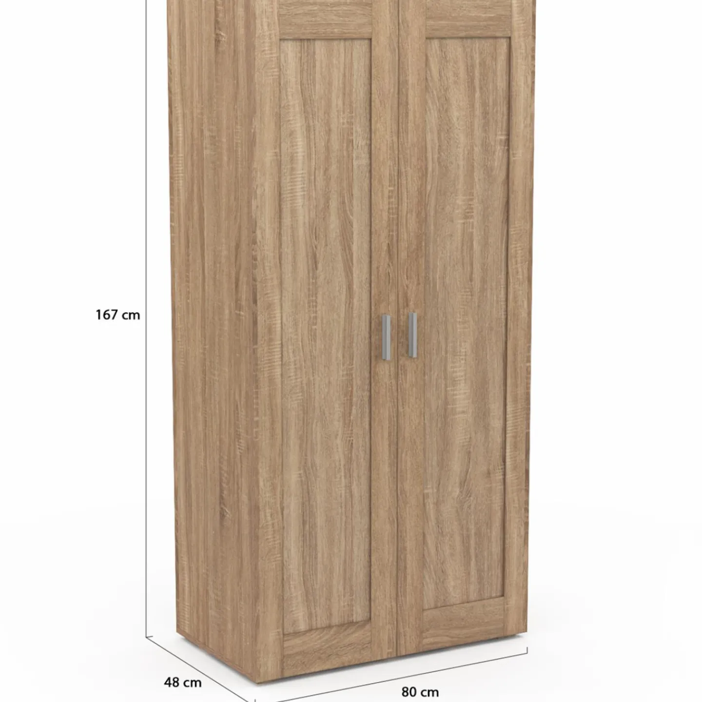 Armoire penderie en hêtre avec 2 portes et étagères*IDMarket Clearance