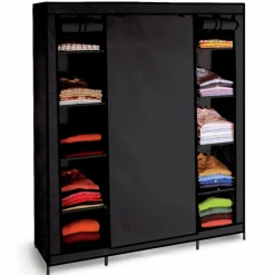 Armoire penderie en tissu noir*IDMarket Clearance