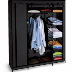 Armoire penderie en tissu noir*IDMarket Clearance