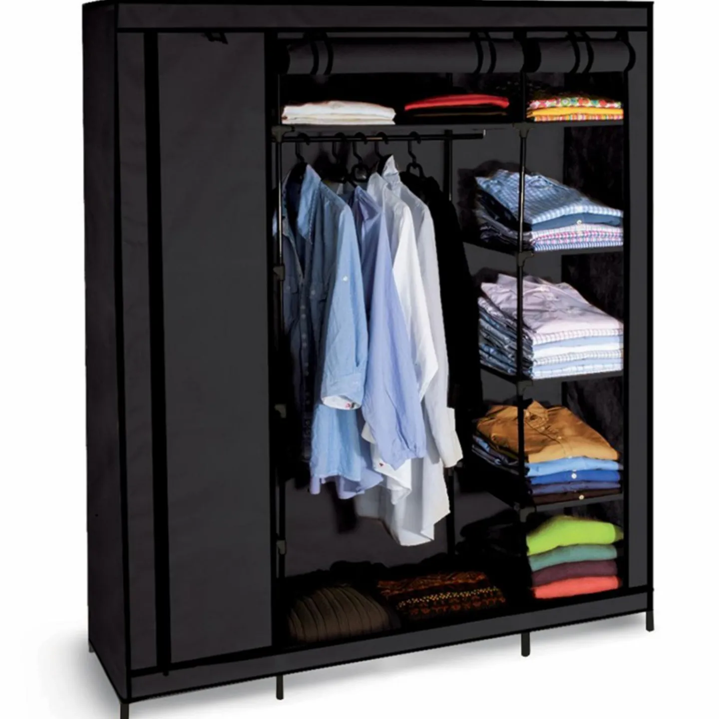 Armoire penderie en tissu noir*IDMarket Clearance