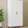 Armoire scandinave 2 portes blanche penderie 80 cm avec étagères rangement*IDMarket Outlet