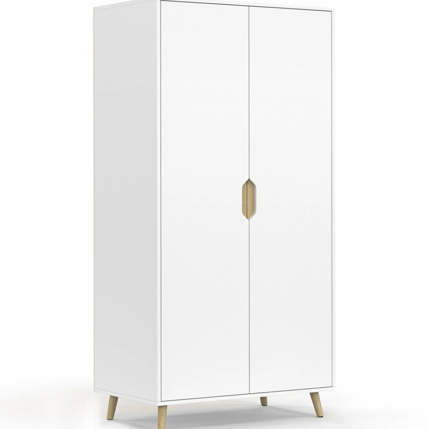 Armoire scandinave 2 portes blanche penderie 80 cm avec étagères rangement*IDMarket Outlet