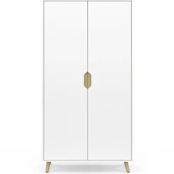 Armoire scandinave 2 portes blanche penderie 80 cm avec étagères rangement*IDMarket Outlet