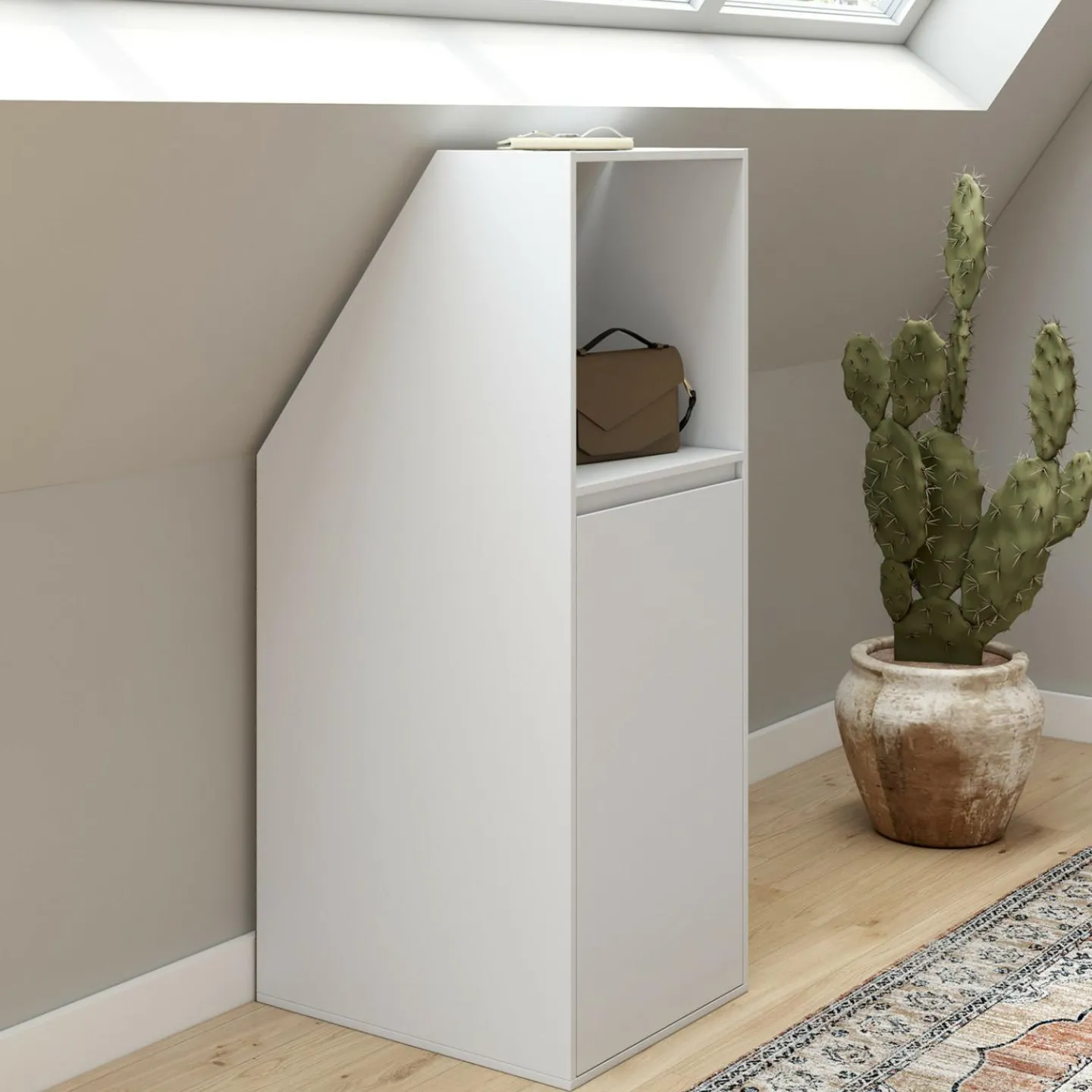 Armoire sous pente blanche 1 porte 1 niche*IDMarket Discount