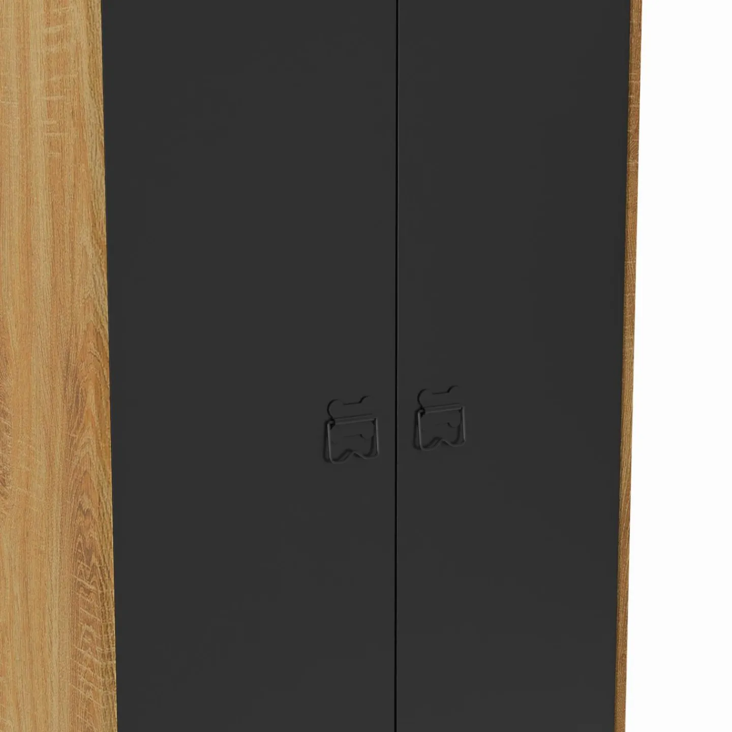 Armoire vestiaire penderie métal noir et bois avec 2 portes*IDMarket Discount
