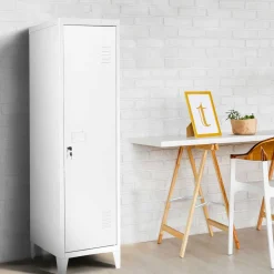 Armoire vestiaire porte métal blanche industrielle*IDMarket Hot