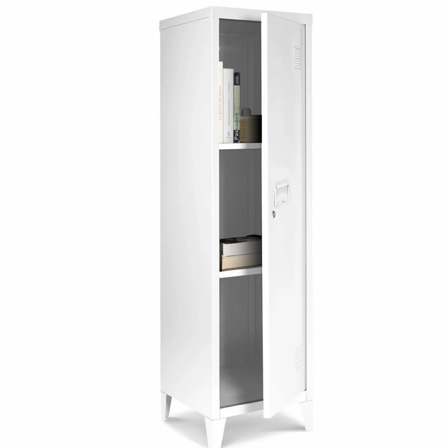 Armoire vestiaire porte métal blanche industrielle*IDMarket Hot
