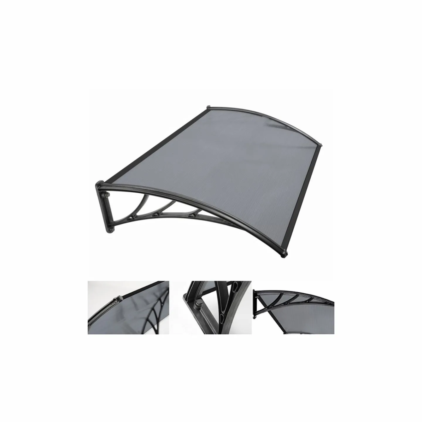 Auvent de porte marquise en polycarbonate noire 80 x 120 cm*IDMarket Discount