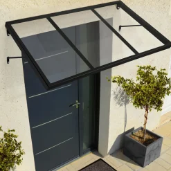 Auvent de porte moderne verrière noire 90 x 140 cm*IDMarket Clearance