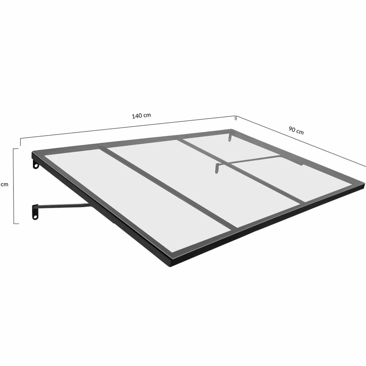 Auvent de porte moderne verrière noire 90 x 140 cm*IDMarket Clearance