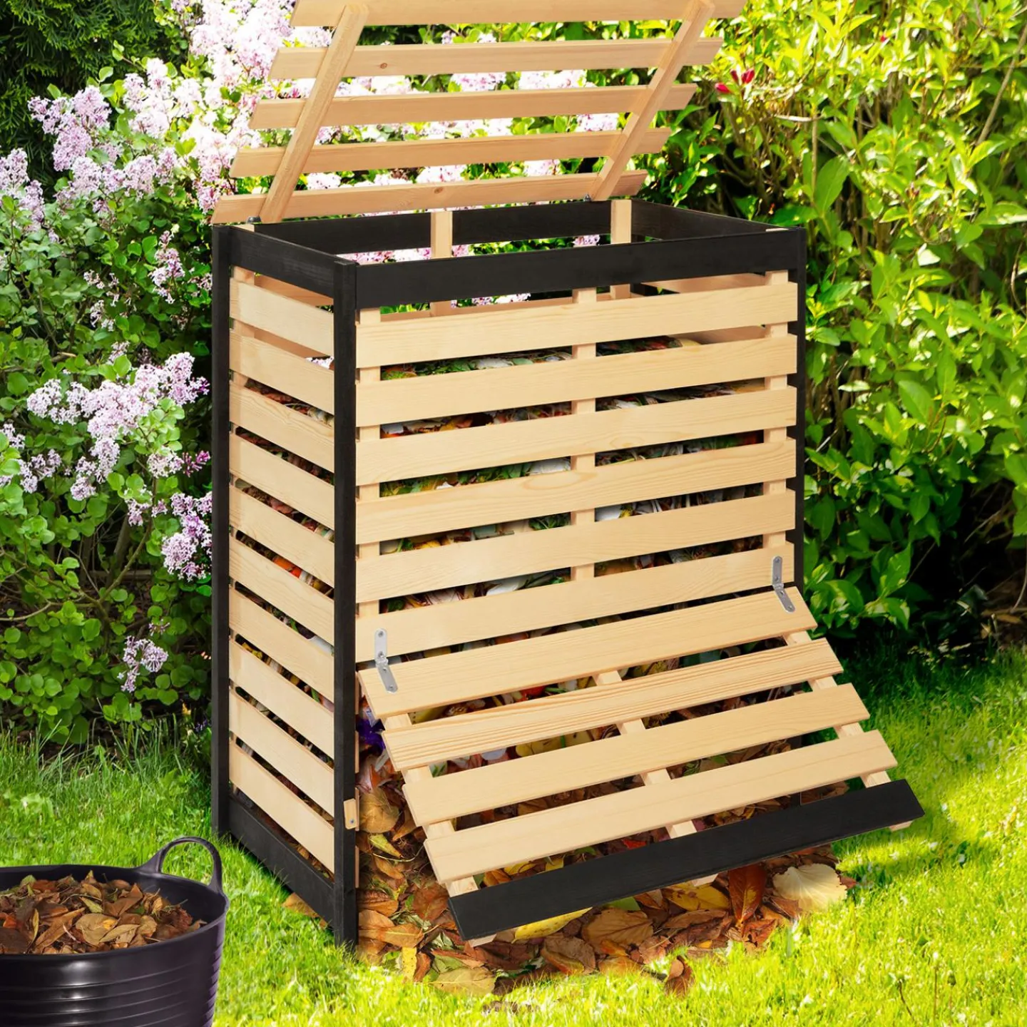 Bac à compost en bois 360 litres*IDMarket Clearance