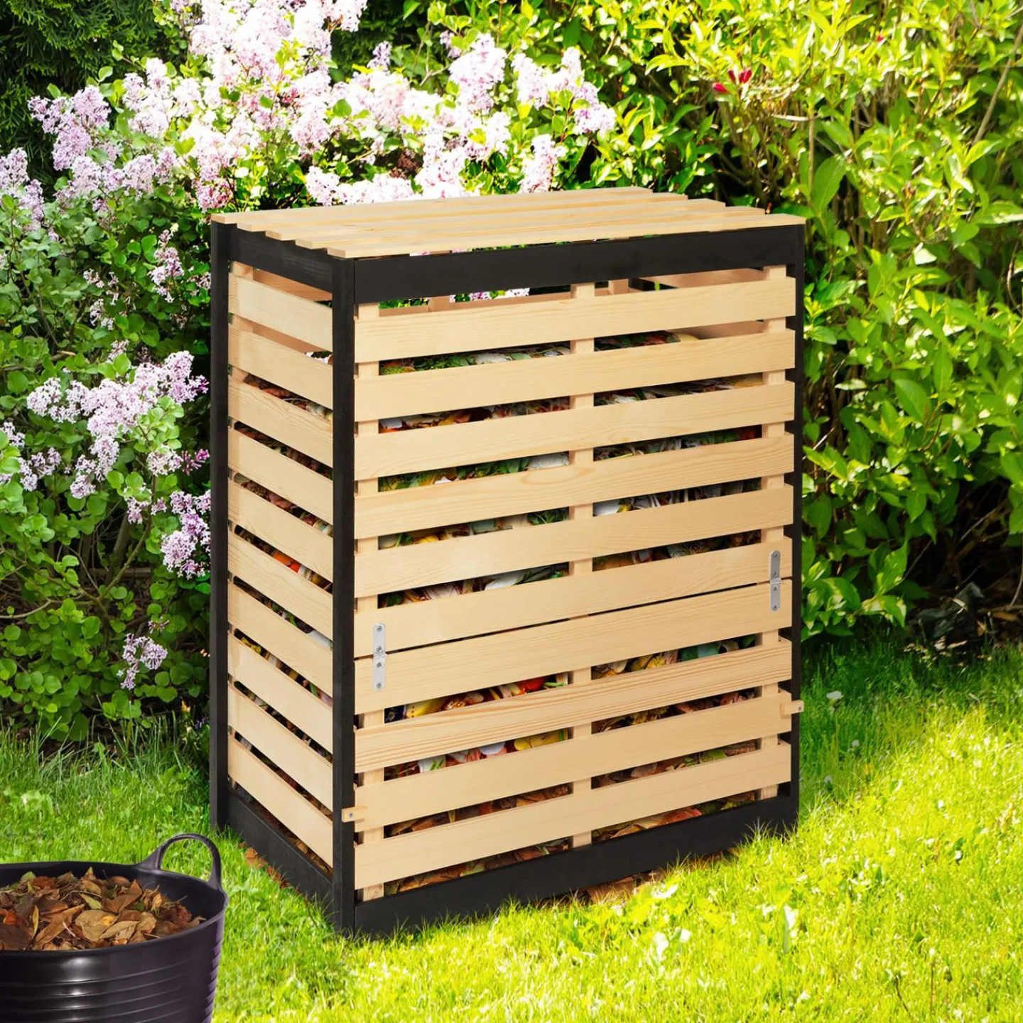 Bac à compost en bois 360 litres*IDMarket Clearance