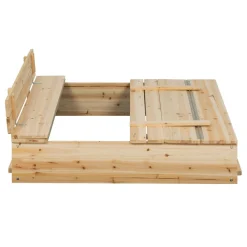 Bac à sable bois refermable avec couvercle et 2 bancs intégrés*IDMarket Best