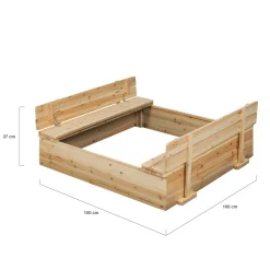 Bac à sable bois refermable avec couvercle et 2 bancs intégrés*IDMarket Best